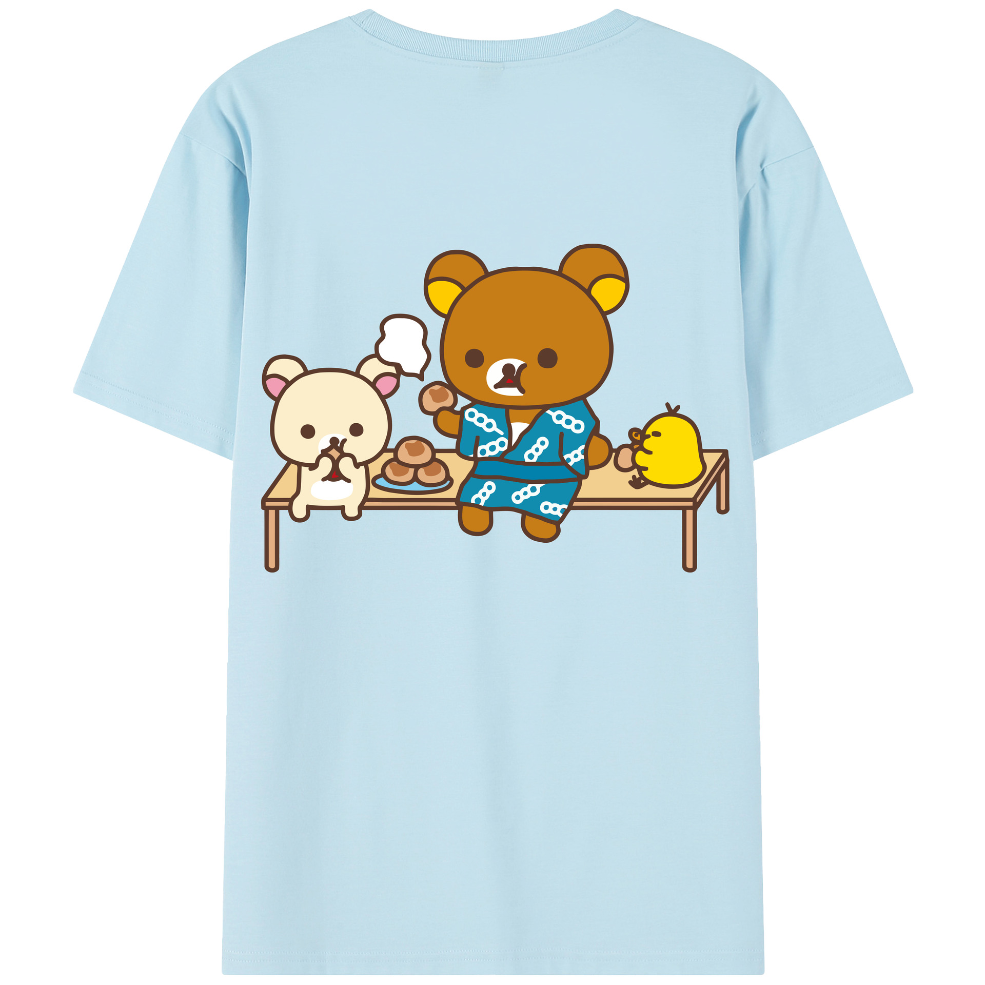 （画像用） リラックマ リラックマ キイロイトリ Rilakkuma Korilakkuma Kiiroitori 綿100％半袖Tシャツ（背面プリント）